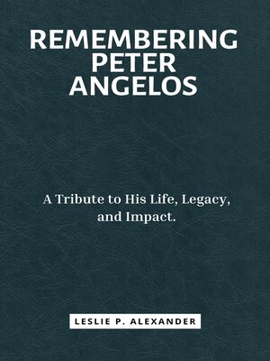 cover image of REMEMBERING PETER ANGELOS
